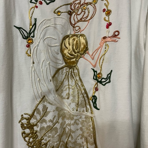 Vintage 90’s Karla Marie OSFA Made USA Christmas Art Sweater - Picture 3 of 5